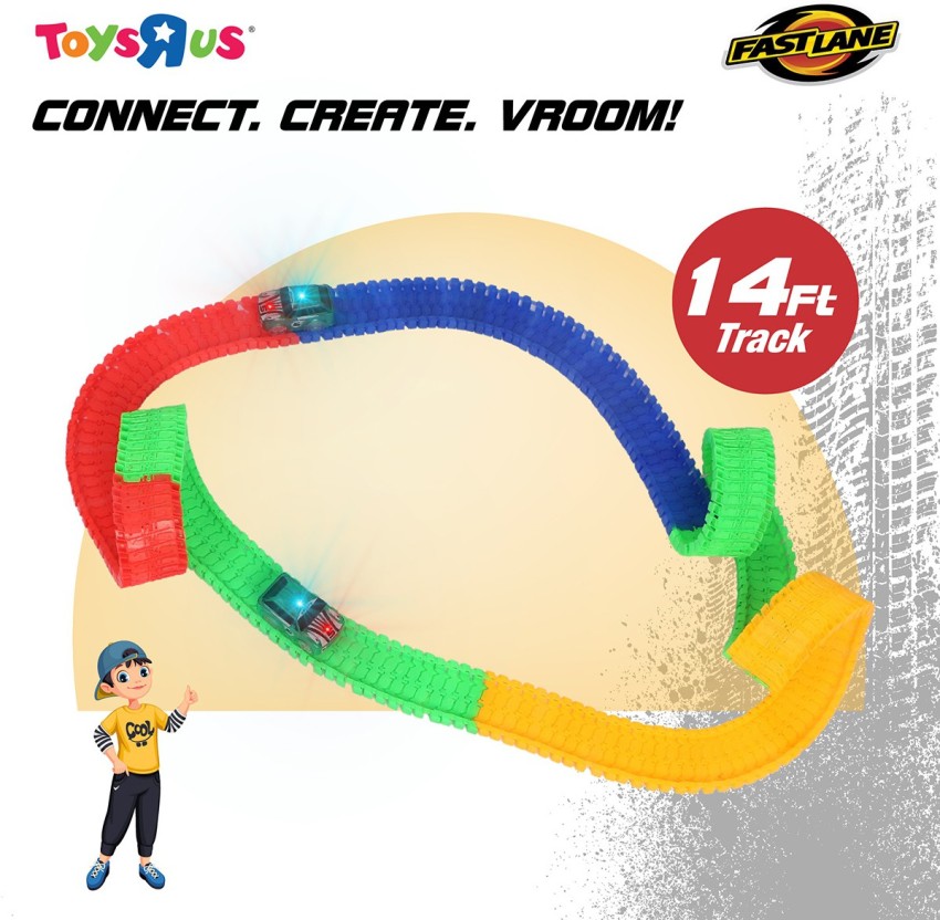 Toys R Us Fastlane 14 ft Long Glowing Track Set with 2 Racing LED Cars 14 ft Long Glowing Track Set with 2 Racing LED Cars shop for Toys R