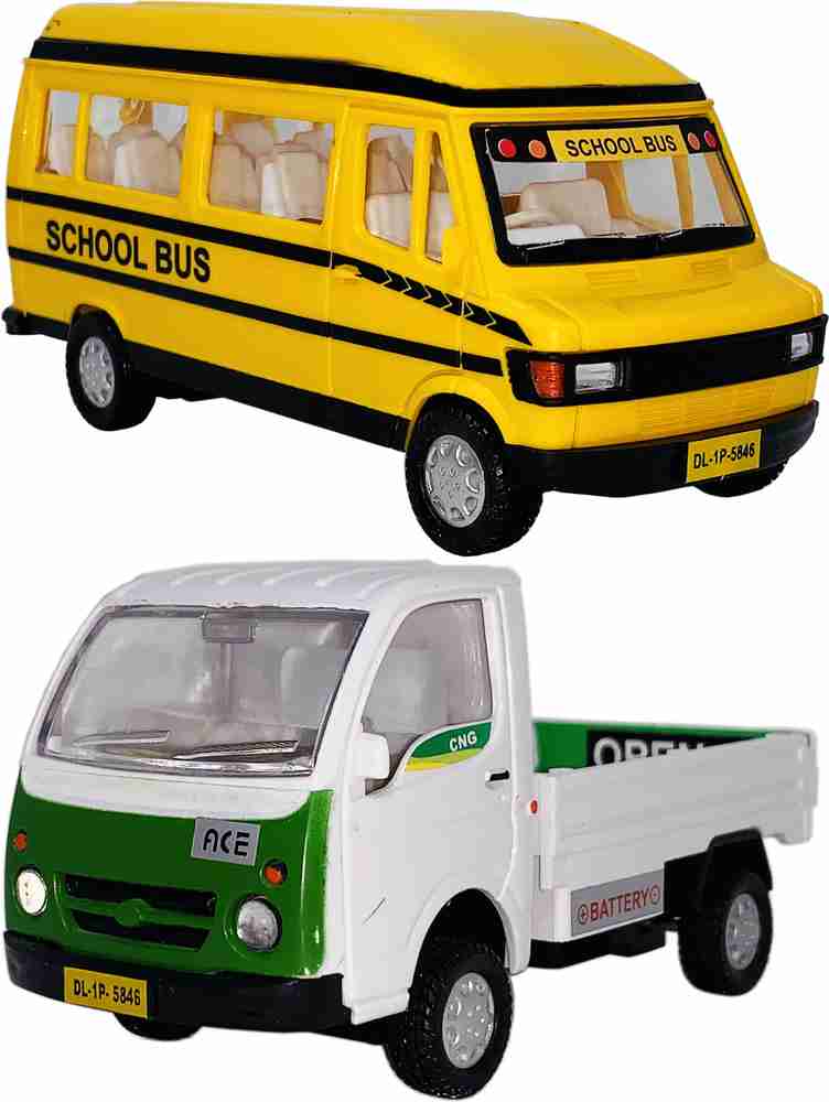 Wishmaster Set of 2 Combo School Bus TATA ACE Open Toys for Kids