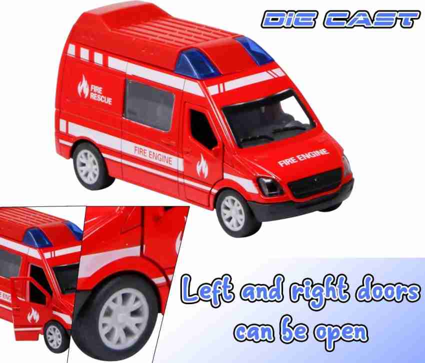 fire truck toy van pull back red