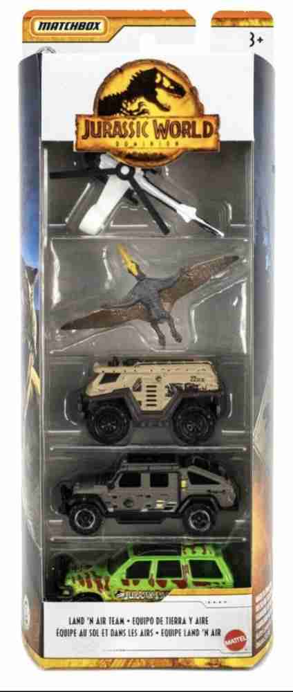 MATCHBOX JURASSIC WORLD DOMINION LAND N AIR TEAM PACK OF 5 PIECES DIECAST TOY VEHICLE JURASSIC WORLD DOMINION LAND N AIR TEAM PACK OF 5 PIECES DIECAST TOY VEHICLE