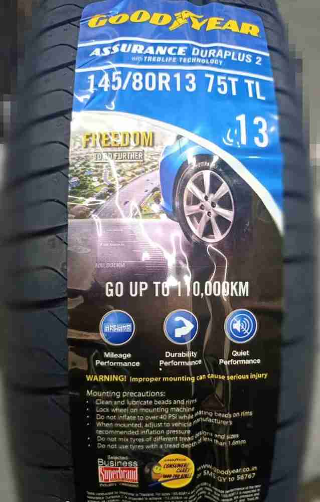 GOOD YEAR Assurance Duraplus 2 145 80 R13 75T Tubeless Car Tyre 4