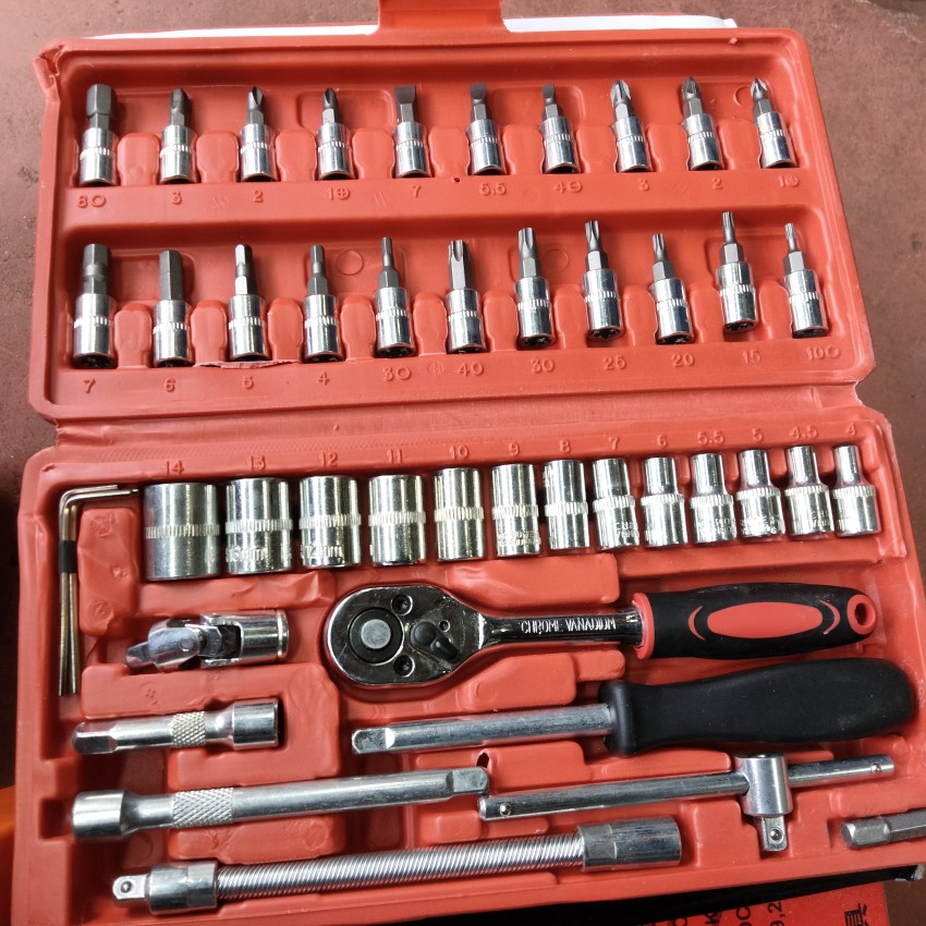 JK Sales 46pcs Socket Set ( size - 1/4-Inch ) Tool Wrench Combo Tools Kit  Car Repair Tools Set Socket Set (Pack of 46) Hand Tool Kit Vehicle Tool Kit  Price in