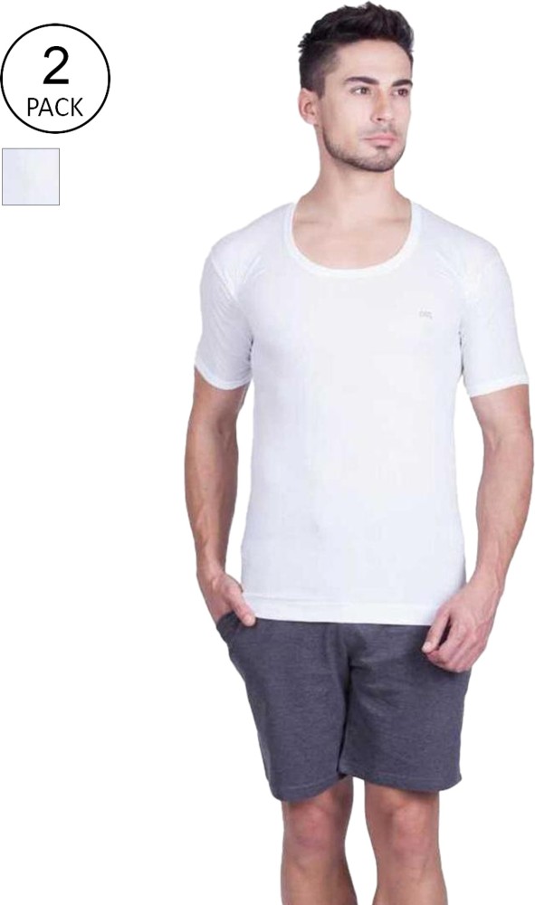 Lux Cozi Men's 100% Cotton White Vests 95 Cms (Pack of 5) - Lux