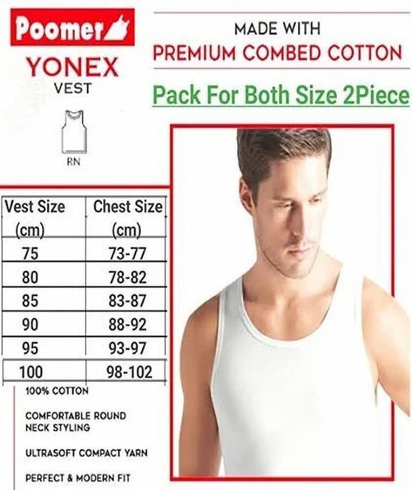 Buy Poomex® Men's Cotton Vest (Pack of 2) (75 CM) White at