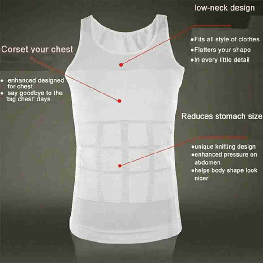 Mens Slimming Body Shaper Belly Chest Compression Vest Girdle T