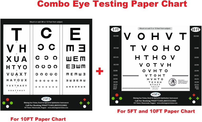 Snellen Chart with Red Green Lines 20 Feet