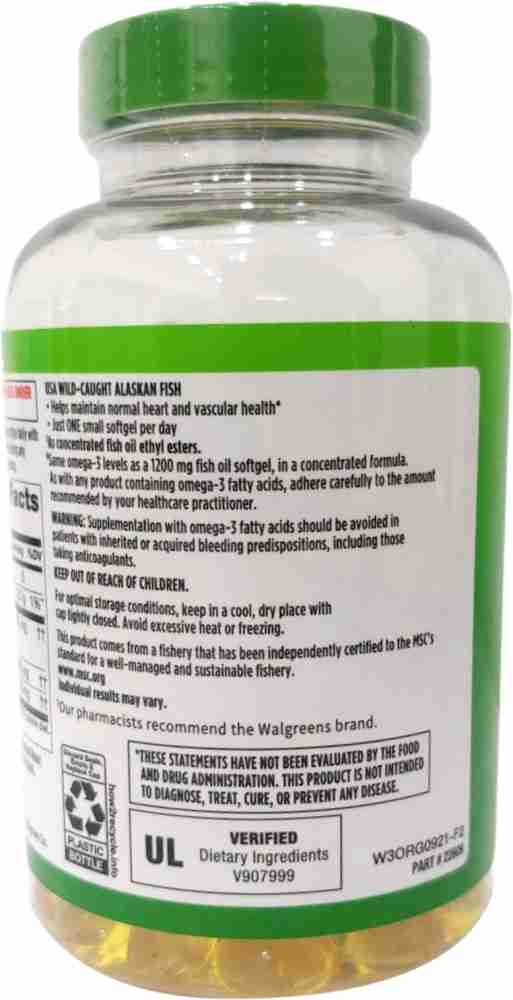 Walgreens Wild Caught Alaskan Half-the-Size Fish Oil with Omega-3 Softgels