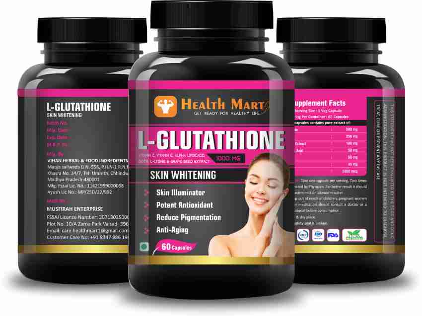 Health Mart L glutathione Skin Whitening Capsule with vitamin C E Grape seed Extract