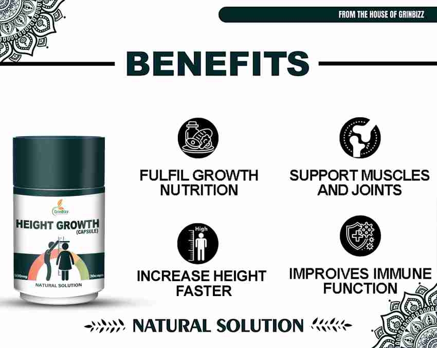 grinbizz Height Growth Capsule Help To Body Growth Height Gain