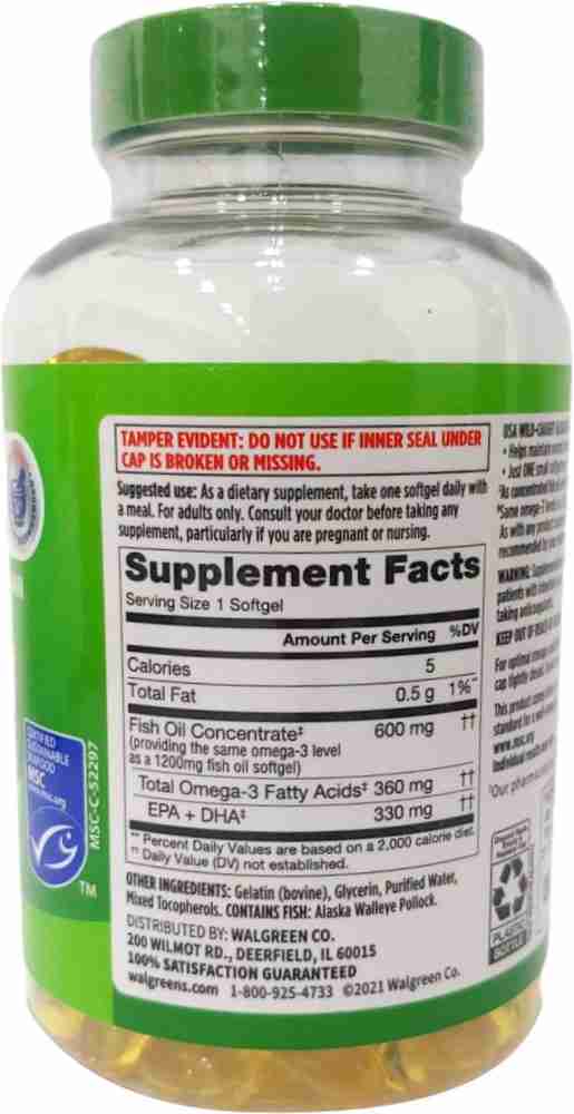 Walgreens Wild Caught Alaskan Half-the-Size Fish Oil with Omega-3 Softgels