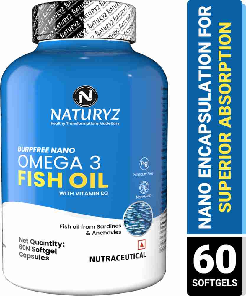 NATURYZ Nano Encapsulated BURPFREE Omega 3 Fish Oil 2000 Mg with