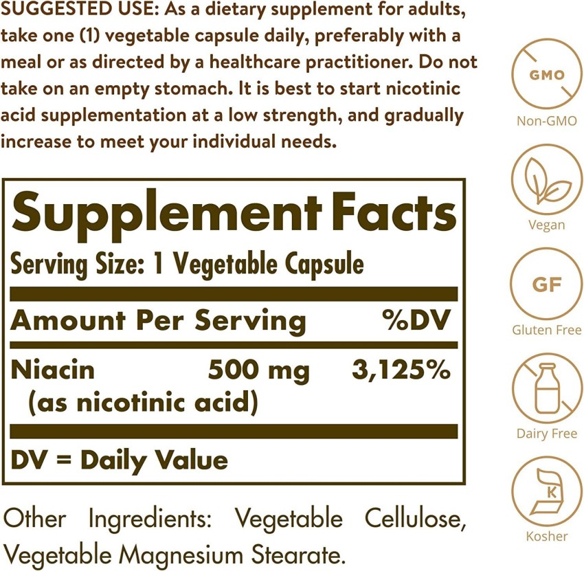 Niacin, Vitamin B3, 100 mg, 100 Capsules