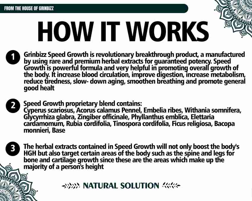 grinbizz Speed Growth Capsule Natural Height Booster Height Growth