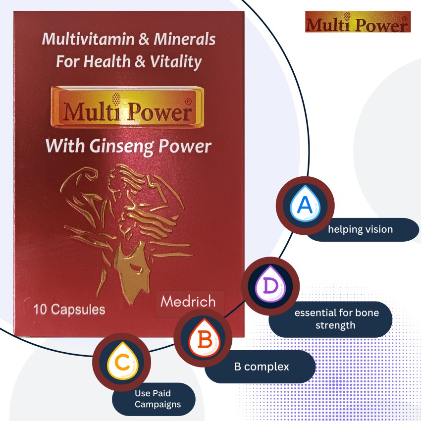 MEDRICH Multipower Maltivitamine capsule pack of 3 Price in India - Buy  MEDRICH Multipower Maltivitamine capsule pack of 3 online at