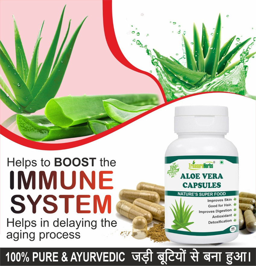 TreasureHerbs Aloe vera capsules for Weight Loss Skin Hair Health in Men Women Price in India Buy TreasureHerbs Aloe vera capsules for Weight Loss Skin Hair Health in
