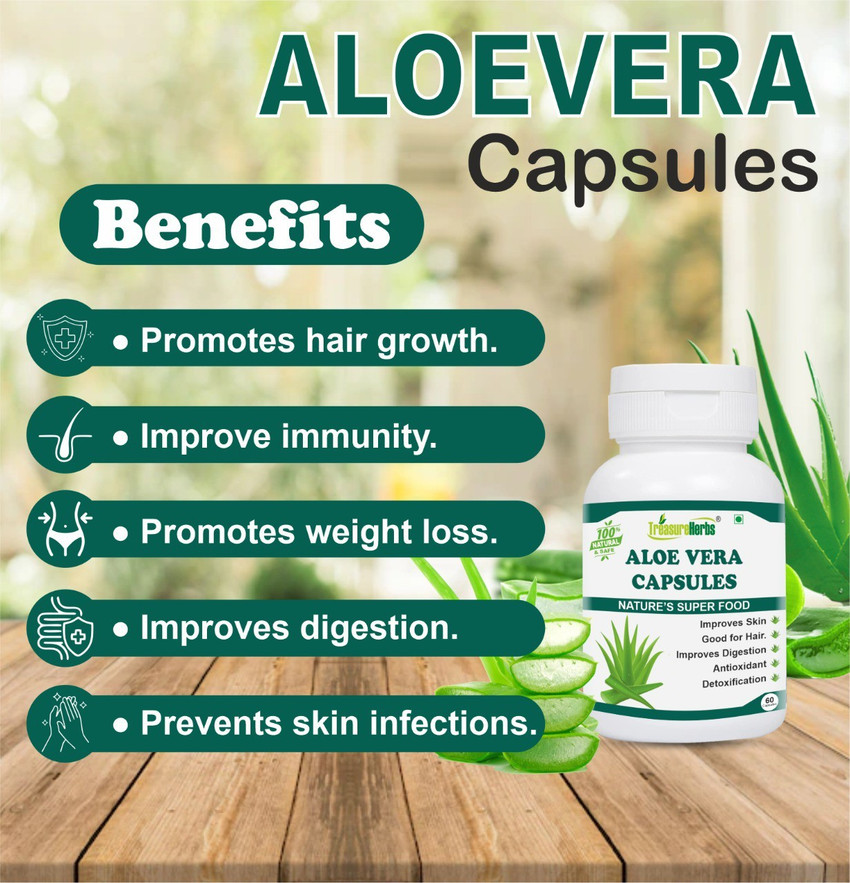 TreasureHerbs Aloe vera capsules for Weight Loss Skin Hair Health in Men Women Price in India Buy TreasureHerbs Aloe vera capsules for Weight Loss Skin Hair Health in