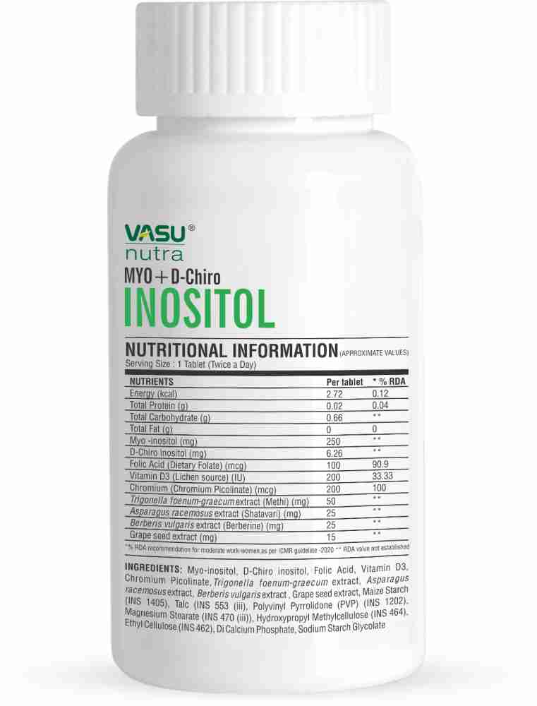 Buy Vasu Nutra PCOS Supplements - 40:1 Ratio Myo-Inositol to D-Chiro  Inositol, Fortified with Vitamin D3 & Folic Acid, Regulates Menstrual  Cycle