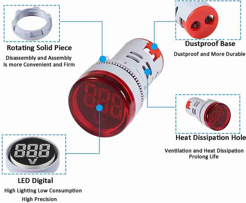 DECENT AIR SYSTEM AD16-22DSV 4pcs LED Voltage Meter Indicator AC 60-500V LED Voltmeter Price in India - Buy DECENT AIR SYSTEM AD16-22DSV 4pcs LED Voltage Meter Indicator AC 60-500V LED Voltmeter online at Flipkart.com