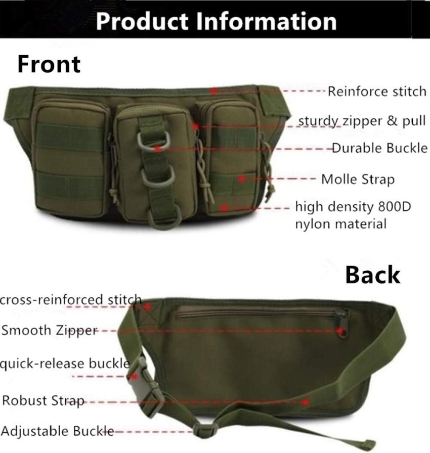 Scoyca Tactical Waist Pack Hiking Waist Bag Outdoor Army Military Hip Waist  Belt Bag Hiking Waist Bag tan brown - Price in India