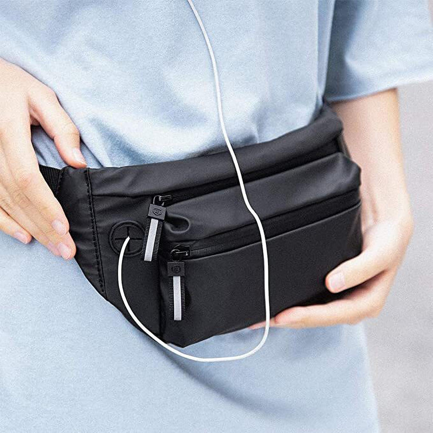 PARIVRIT Multi Purpose Polyester Waist Pack Fanny Bag Black