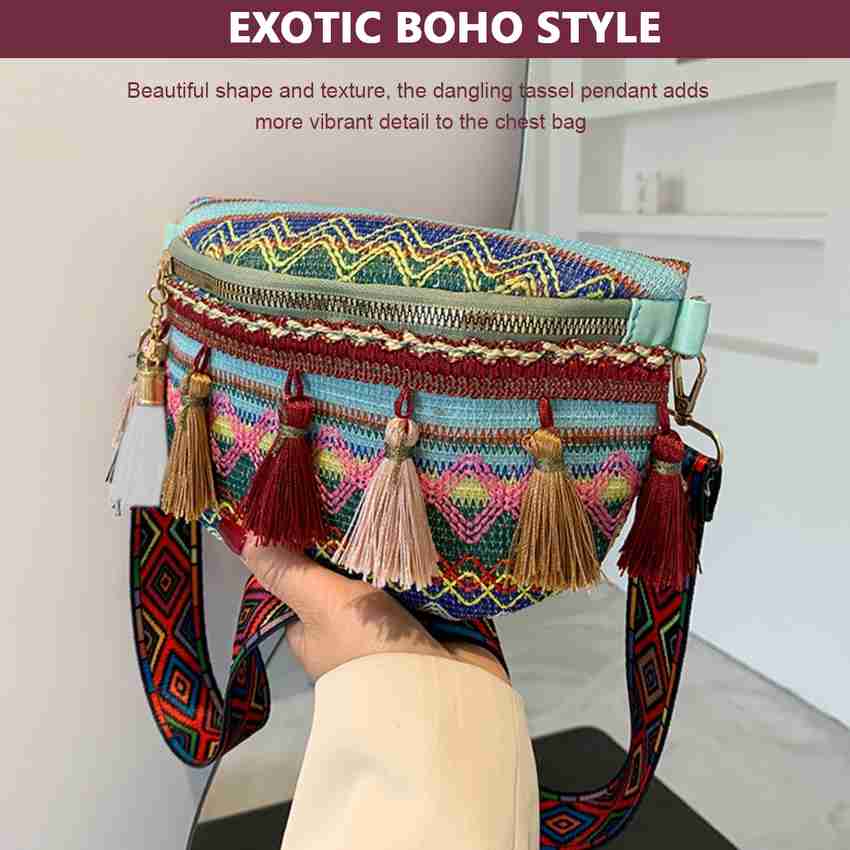 PALAY Adjustable Waist Bag for Women Exotic Boho Tassel Design Bag for Travel Waist Bag Blue Price in India Flipkart