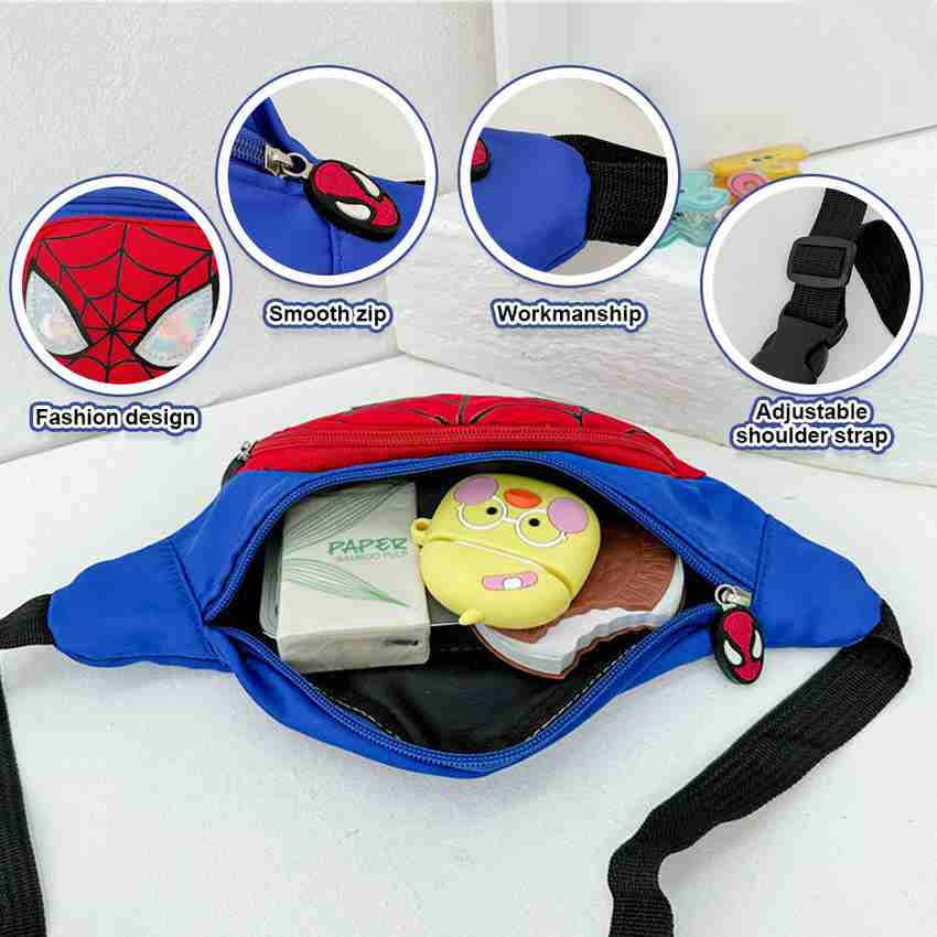 ELEPHANTBOAT Kids Chest Bag Cartoon Spider Man Print Bag for Kids Shoulder Bag Fanny Pack Waist Bag Light Blue Price in India Flipkart