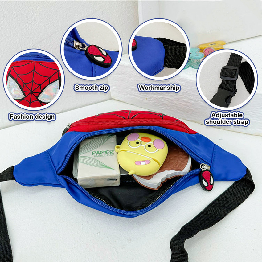 ELEPHANTBOAT Kids Chest Bag Cartoon Spider Man Print Bag for Kids Shoulder Bag Fanny Pack Waist Bag Light Blue Price in India Flipkart