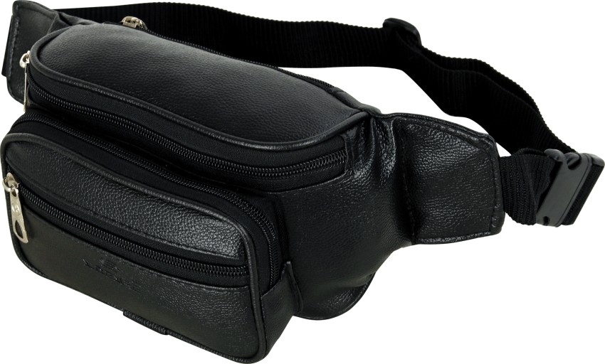 1 Pcs Black PU Leather Fanny Pack Men Waist Bag Waterproof Fashion Belt Bag  for Running Hiking Cycling Outdoor Sports Bag Gift