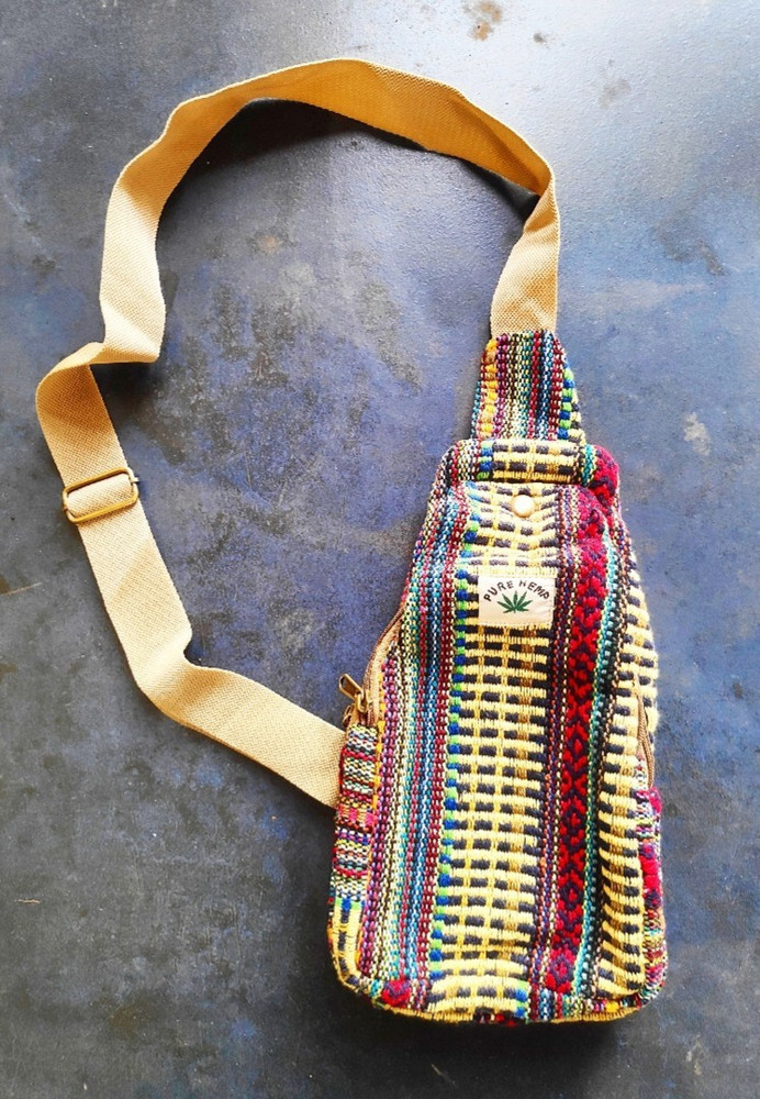 PATHAYAM Hemp long type chest bag unisex side bag travel pouch