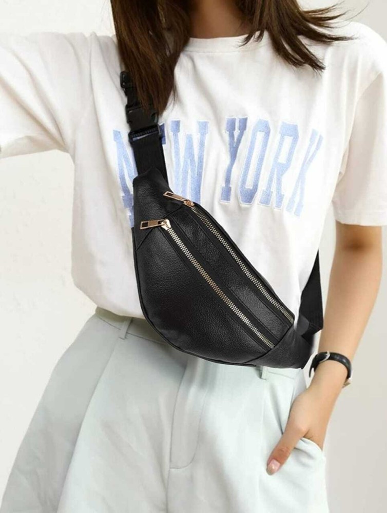 R U FASHION Genuine Leather Casual Women Waist Bag With