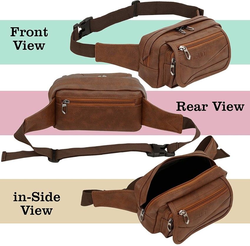 Men's Bum Bag Leather Fanny Pack Travel Festival Money Pouch Waist Belt  Wallet