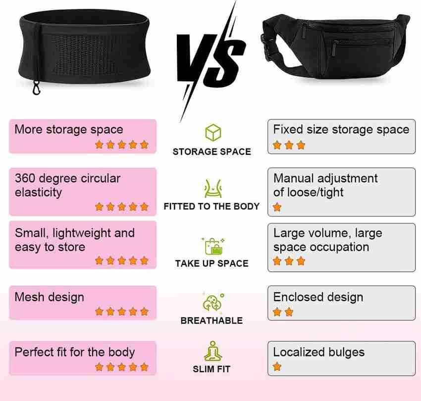 HASTHIP Slim Running Belt Bag with Hook Elastic Open Waist Bag for Keep Phone Waist Bag Black Price in India Flipkart