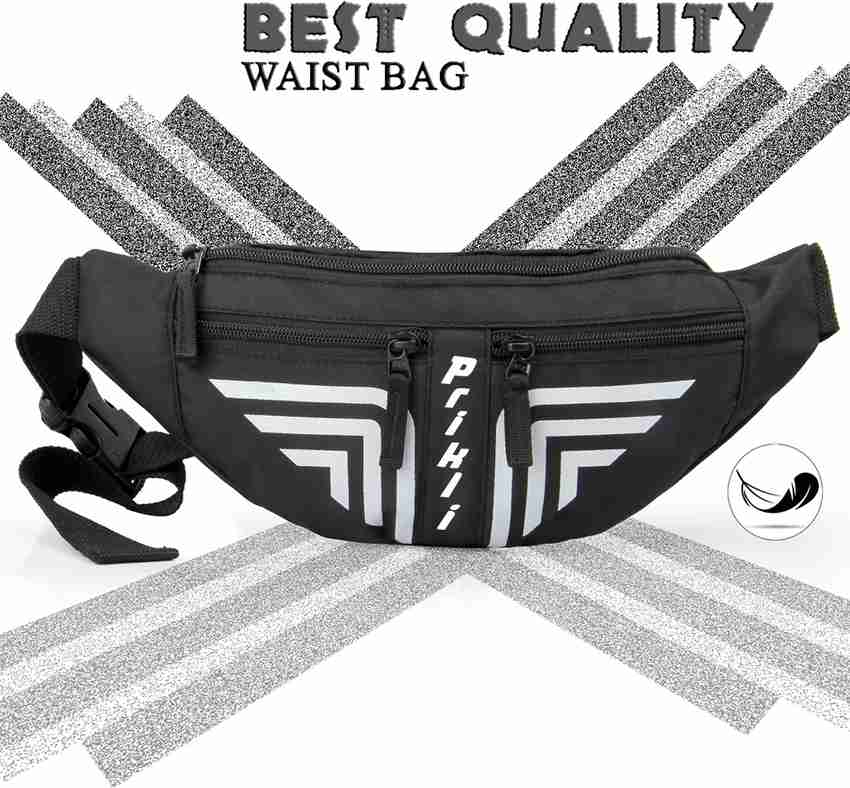 prikli side bag bum bagfor Men women waist bag Suitable for Travel Black White bum bag travel passport holder chest bag phone money holder waist bag black Price in India