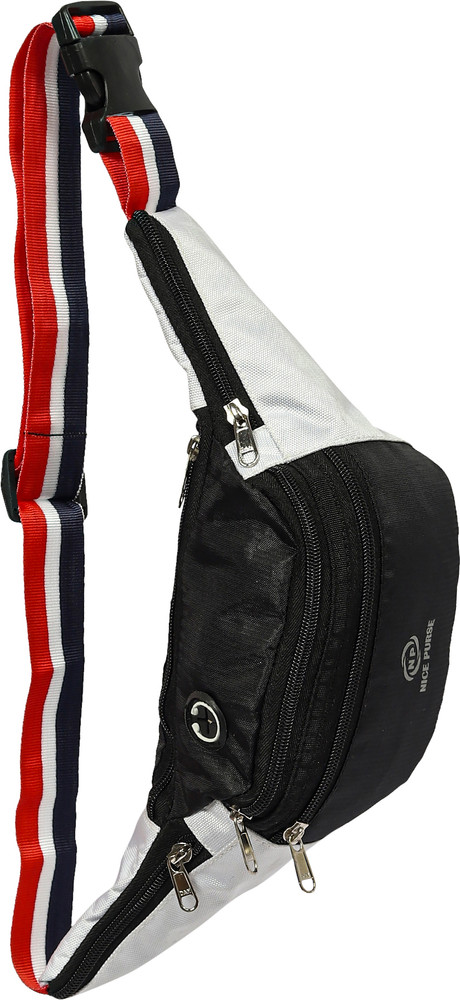 Nice Purse Kamar Pouch Blk White Waist Bag Waist bag Black