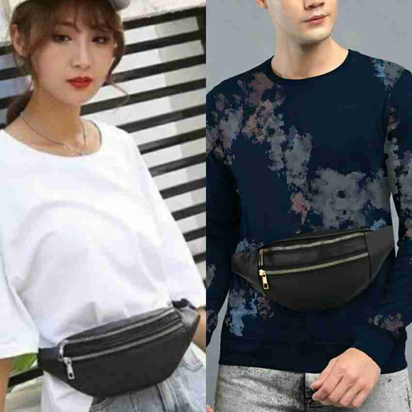GOVIND SONS STORE PU Leather Waist Bag for Men Belt Bag Unisex Fanny Bag Bum bag Pack of 1pc Unisex Waist Bag Black Price in India Flipkart