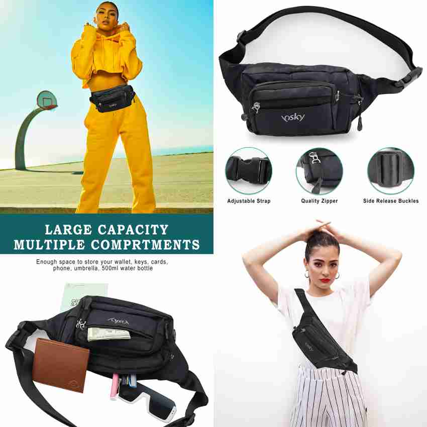 Yo Sky Nylon Zippered Secure Waist Bum Bag Travel Holiday Money