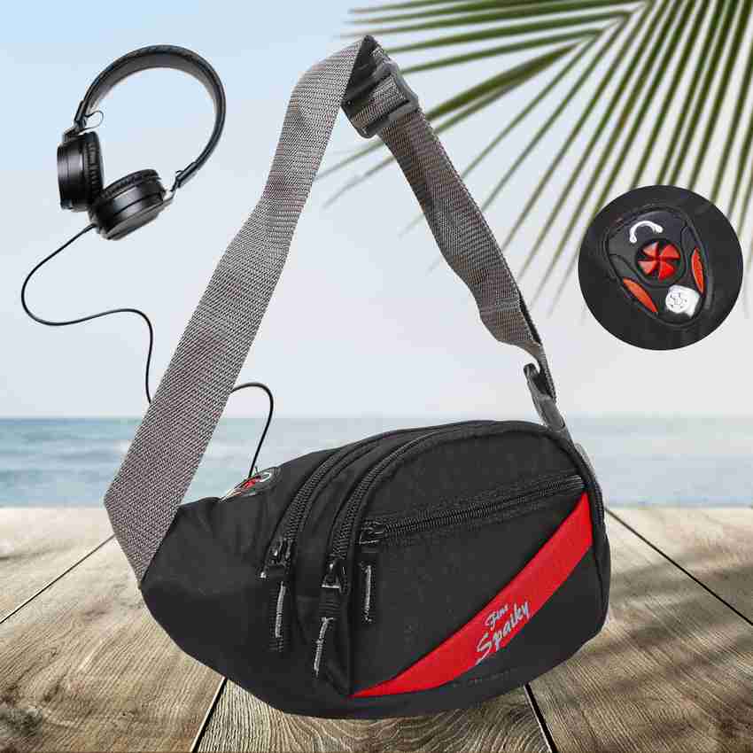 Finespaiky RDKJ 0129 RDKJ 0129 Fanny Pack Stylish Real Waist Bag for Men Women Black Red Price in India Flipkart