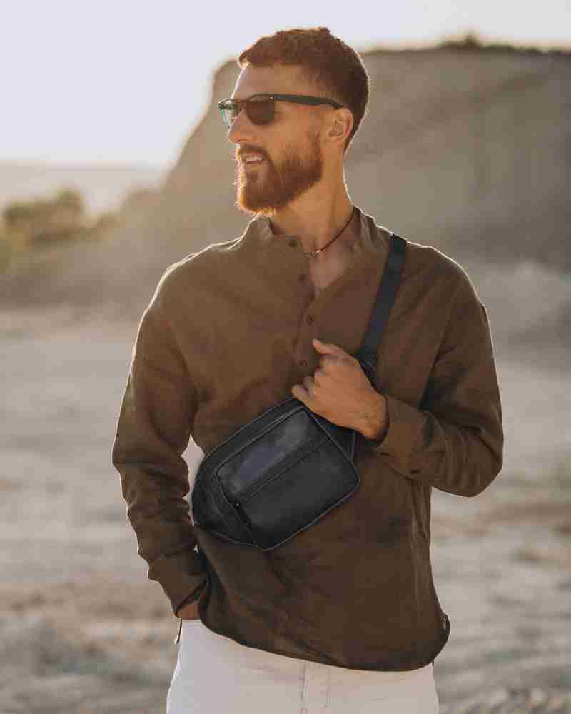 Leather Land Genuine Leather Waist Bag Waist Bag Black Price in India Flipkart