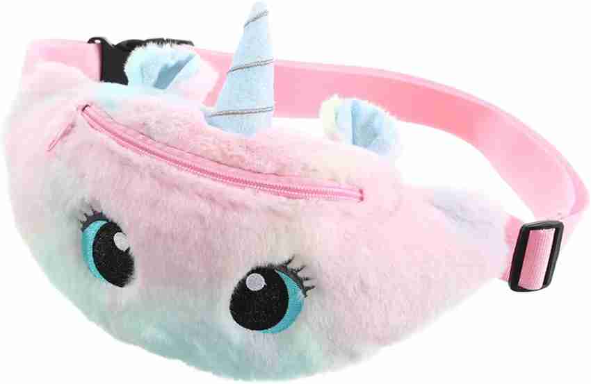 TURTLEINDIA Unicorn Fur Waist Bag with Adustable Belt Cute Unicorn Soft Shoulder Belt Bag Waist Bag for Picnic and Outings Pink Price in India Flipkart