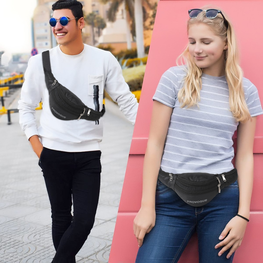 PROVOGUE Waist Bag Fanny Pack Travel Pouch Boys Girls with adjustable straps05 Waist Bag Black Price in India Flipkart