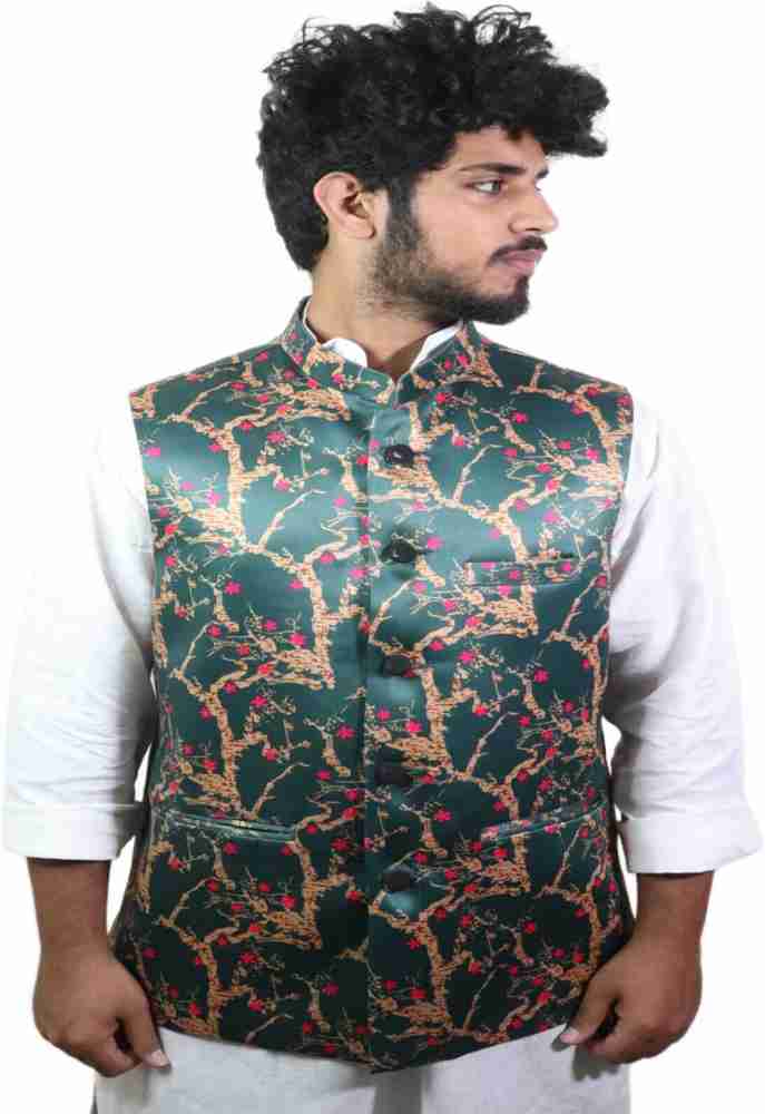 Floral print waistcoat mens store