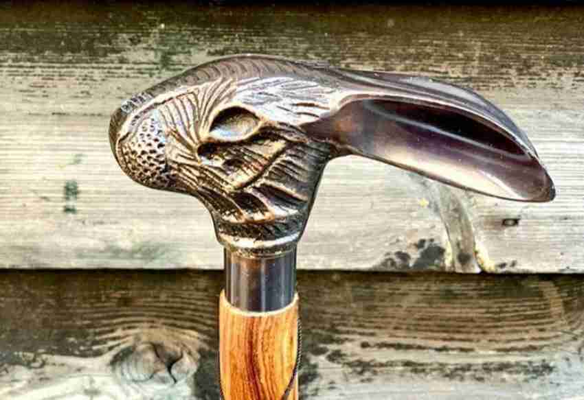 Antique Eagle Head Brass Handle Walking Cane Wooden Walking Stick