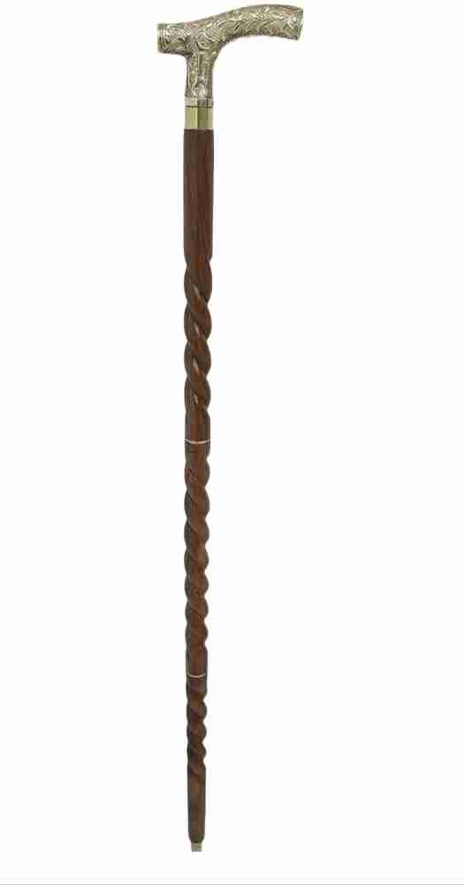 Cheap designer brass walking stick with a rounded bra handle