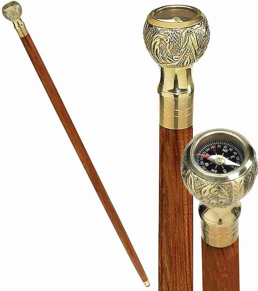 StarZebra Wooden Walking Stick Cane with Derby Brass Handle - 37 Brass T  Shape Handle in RoseWood Unisex Cane Elegance with Style