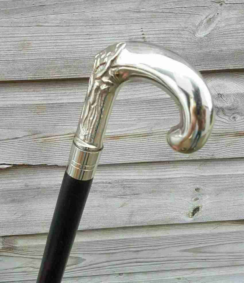 Antique Brass Dragon Handle Cane Walking Stick Designer Vintage