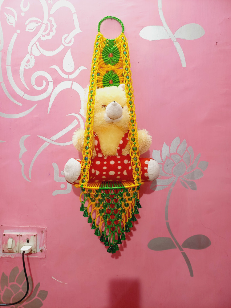 Onlime Shiv traders teddy bear swing wall hanging yellow and green