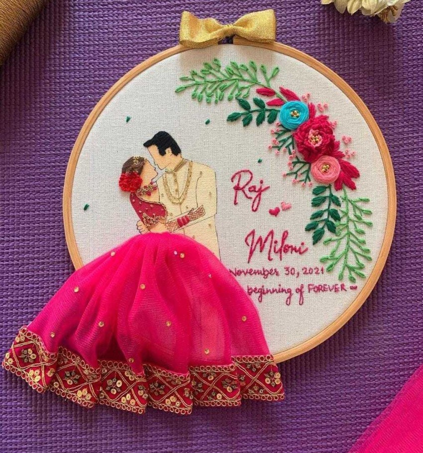Iwe Couple customise embroidery gift Price in India - Buy Iwe Couple  customise embroidery gift online at