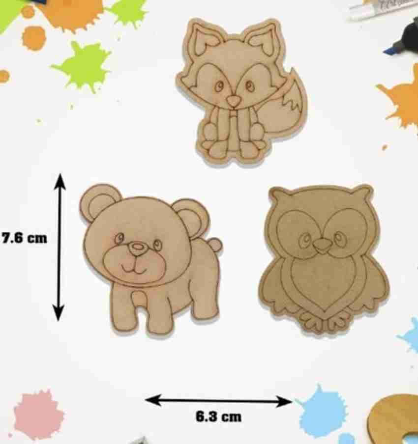 Printfry DIY MDF Board Animal Shape Cutouts Craft Art Work Pack