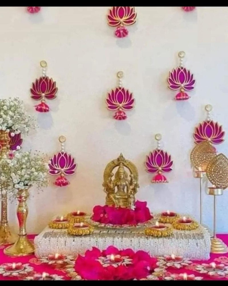 Diivyakosh 10 pcs Lotus Hangings for Home Decoration Pack of 10 ...
