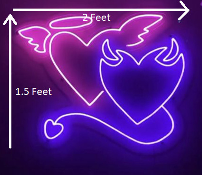 Angel and devil store heart neon light